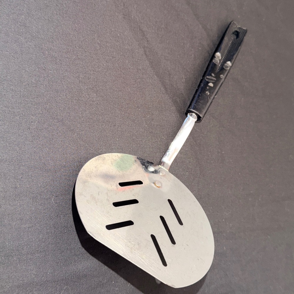 Vintage Slotted Spatula Metal Kitchen Utensil Black Nylon Handle Utensil‎
